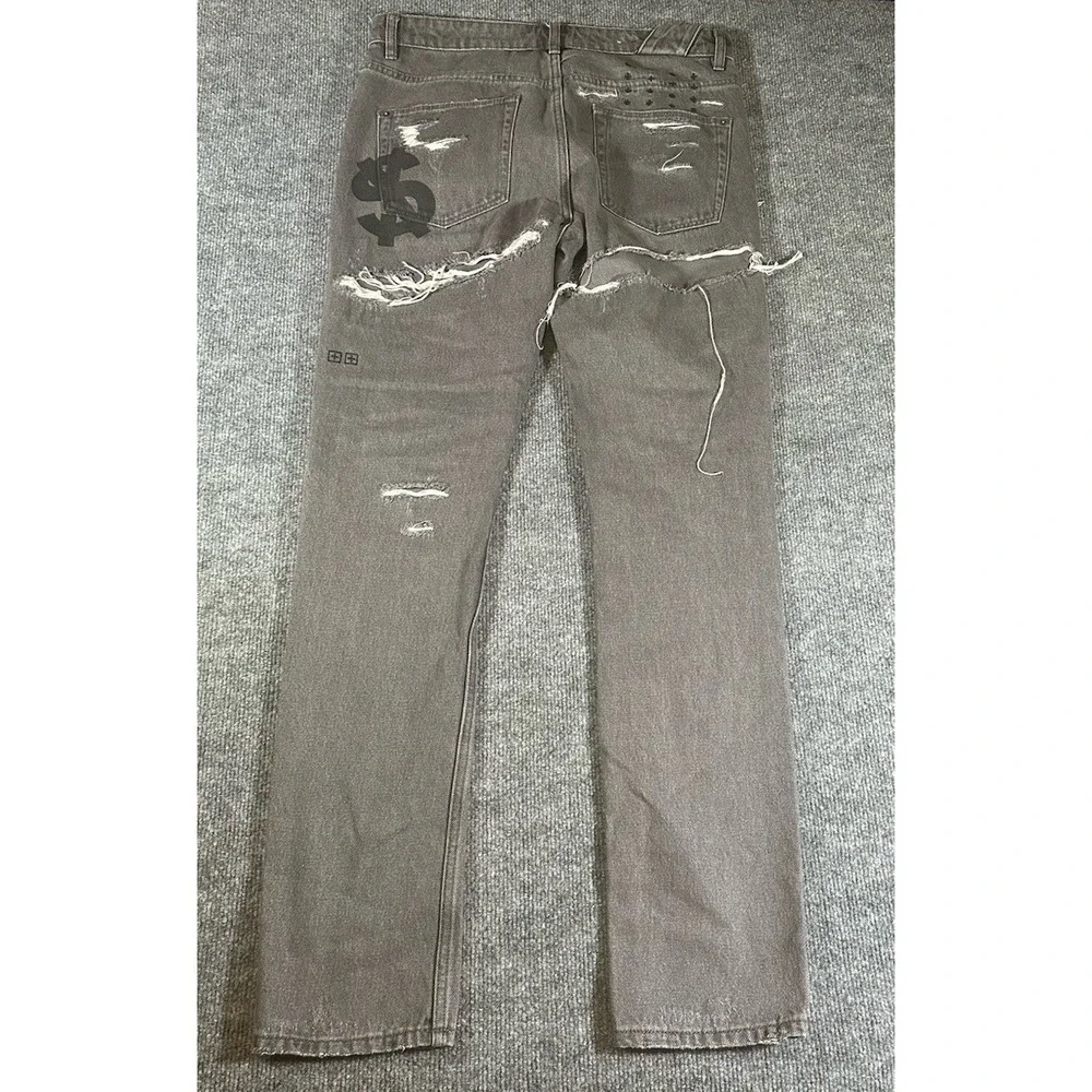 Ksubi Men's 33x31 Grey Jeans Distressed Chitch Fire Starter Designer EUC